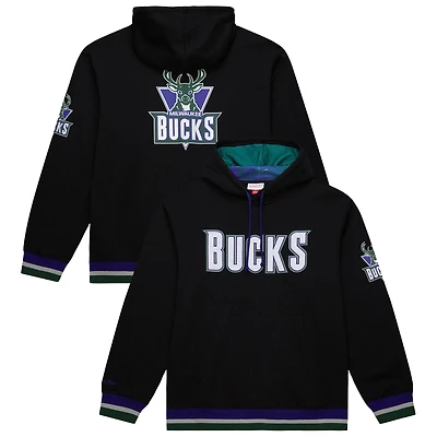 Sweat à capuche unisexe Mitchell & Ness noir Milwaukee Bucks vintage épais