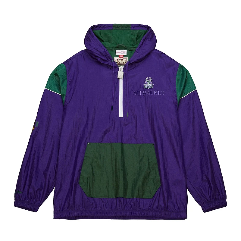 Unisex Mitchell & Ness  Purple Milwaukee Bucks Hardwood Classics Team OG 3.0 Anorak Half-Zip Windbreaker Jacket