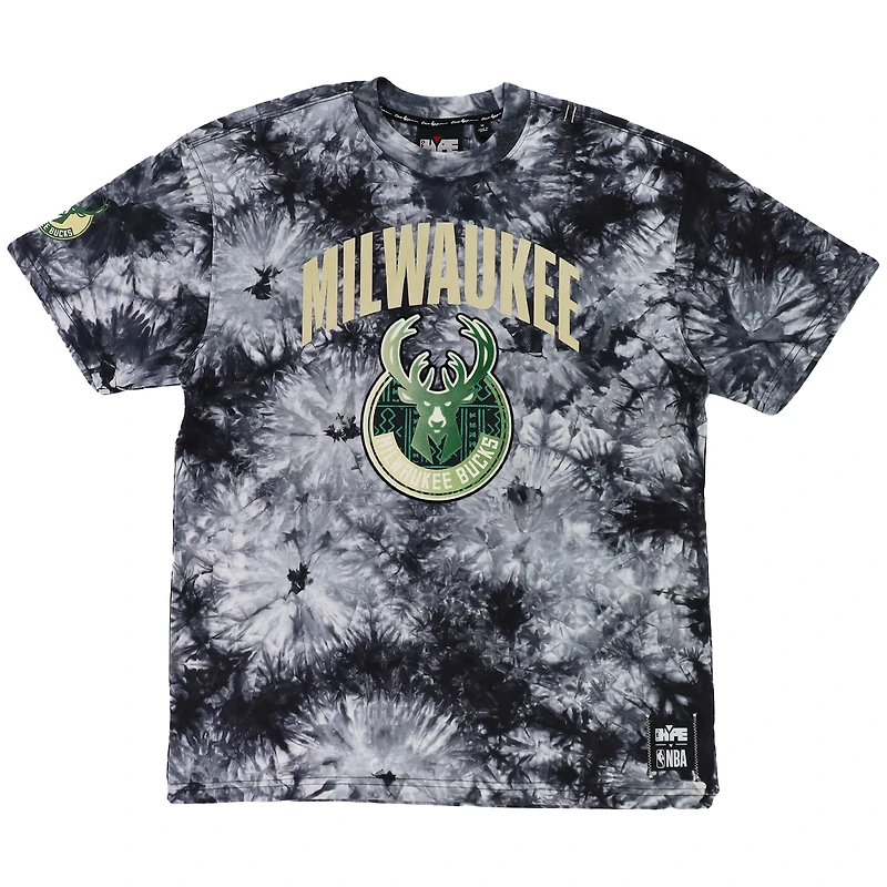 Unisex NBA x Two Hype Black Milwaukee Bucks Culture & Hoops Tie-Dye T-Shirt