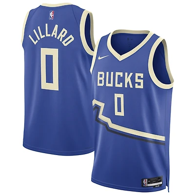 Maillot de joueur Nike unisexe Damian Lillard Royal Milwaukee Bucks 2024/25 Swingman - Édition City
