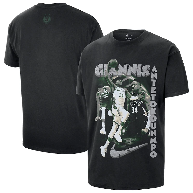 T-shirt unisexe Nike Giannis Antetokounmpo noir Milwaukee Bucks