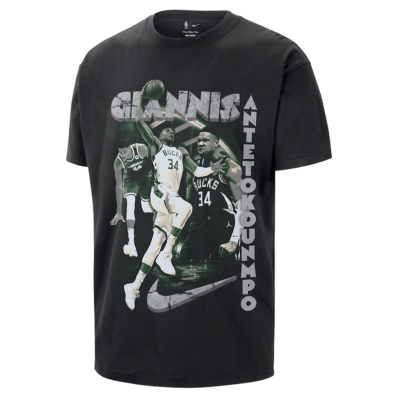 T-shirt unisexe Nike Giannis Antetokounmpo noir Milwaukee Bucks
