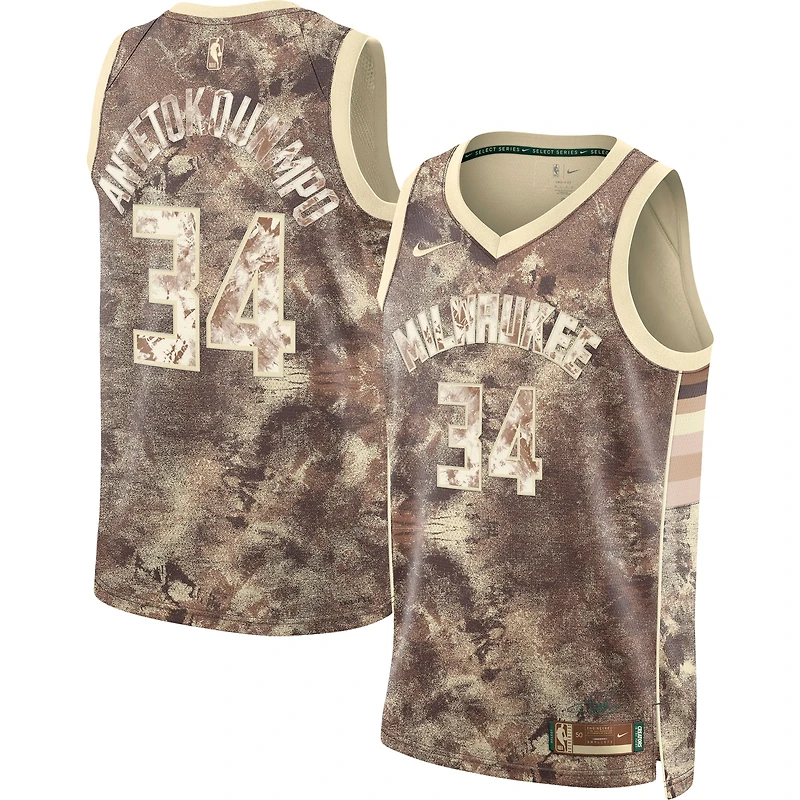 Maillot unisexe Nike Giannis Antetokounmpo marron Milwaukee Bucks Select Series Swingman