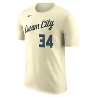 T-shirt unisexe Nike Giannis Antetokounmpo crème Milwaukee Bucks édition City 2025/26 avec nom et numéro