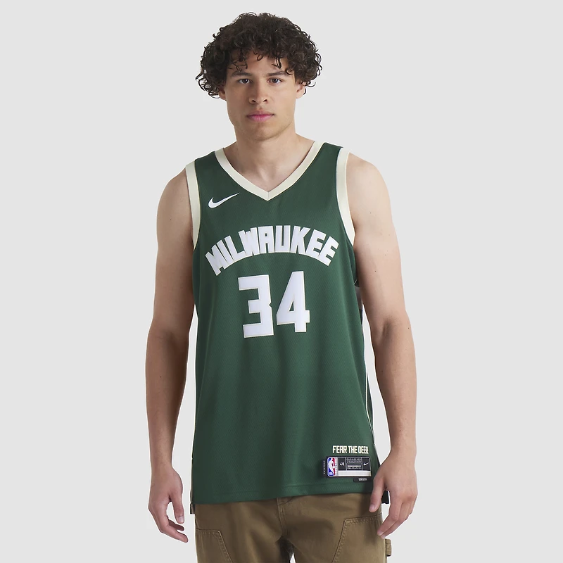 Unisexe Nike Giannis Antetokounmpo Blanc Milwaukee Bucks Swingman Jersey - Association Edition