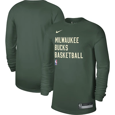 T-shirt à manches longues unisexe Nike Hunter Green Milwaukee Bucks 2023/24 Legend On-Court Practice