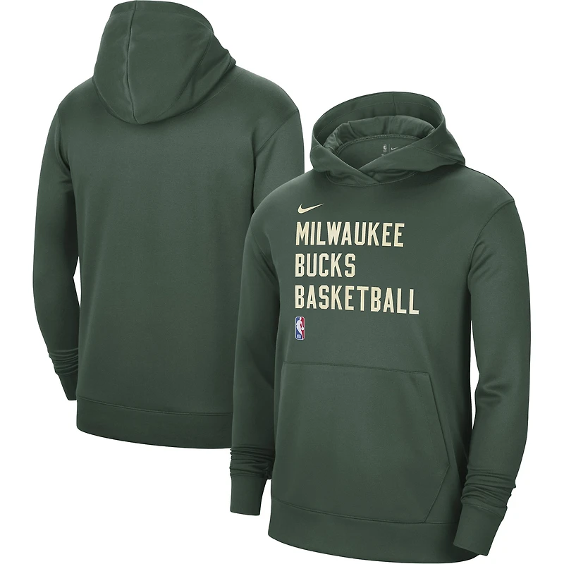 Sweat à capuche unisexe Nike Hunter Green Milwaukee Bucks 2023/24 Performance Spotlight On-Cour Practice