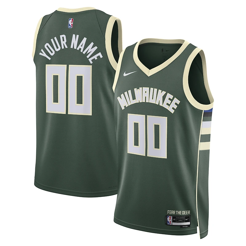 Unisex Nike Hunter Green Milwaukee Bucks Custom Swingman Jersey - Icon Edition