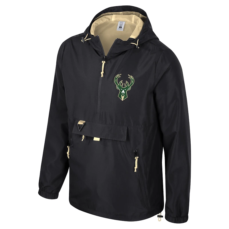 Veste à capuche unisexe Stadium Essentials noire Milwaukee Bucks Compete quart de zip