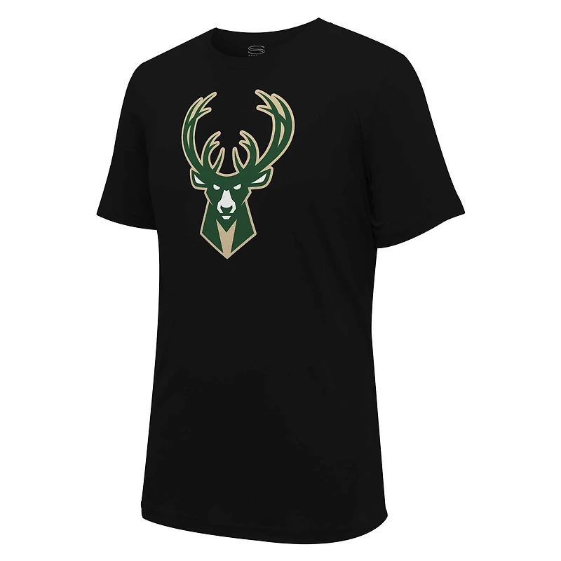 Unisex Stadium Essentials Black Milwaukee Bucks Primary Logo T-Shirt