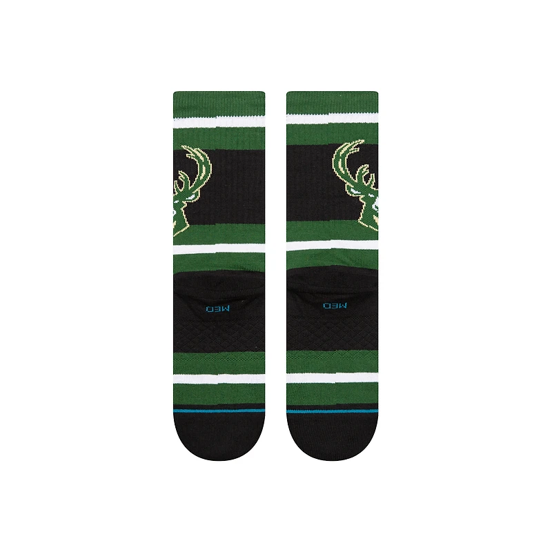 Unisex  Stance Milwaukee Bucks Prep Stripe Crew Sock