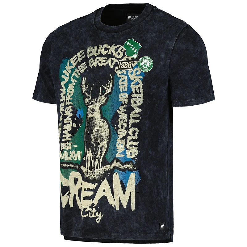 T-shirt unisexe The Wild Collective, noir, Milwaukee Bucks Tour Band
