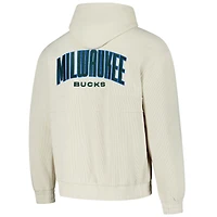 Sweat à capuche unisexe en velours côtelé Tri-Blend crème Milwaukee Bucks de The Wild Collective