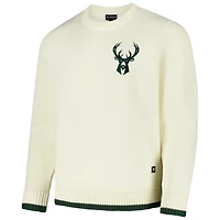 Unisex The Wild Collective  Cream Milwaukee Bucks Jacquard Knit Pullover Sweater