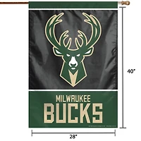 Bannière verticale simple face WinCraft Milwaukee Bucks 28" x 40" avec logo principal