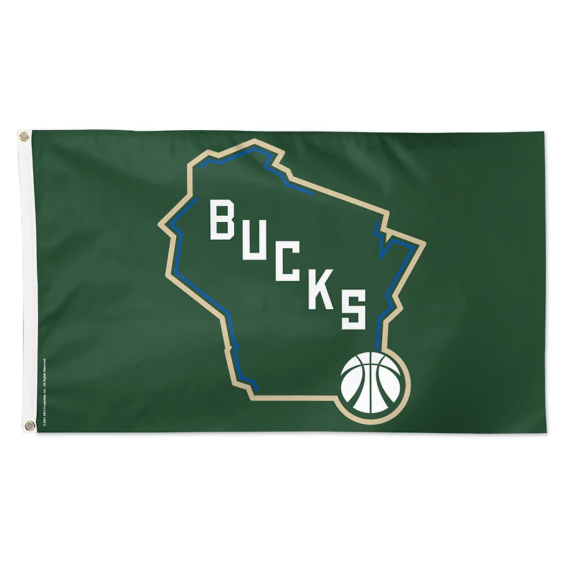 WinCraft Milwaukee Bucks 3' x 5' Single-Sided Deluxe Secondary Team Logo Flag
