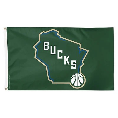 Drapeau WinCraft Milwaukee Bucks 3' x 5' simple face de luxe avec logo de l'équipe secondaire