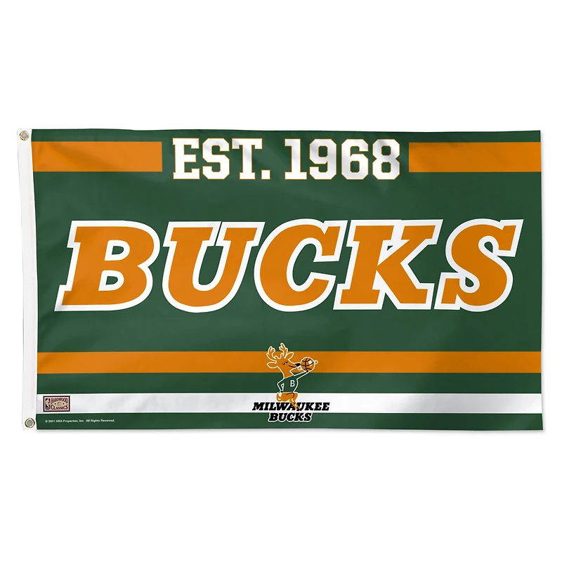 Drapeau de luxe WinCraft Milwaukee Bucks 3' x 5' à une face pour établissement de franchise