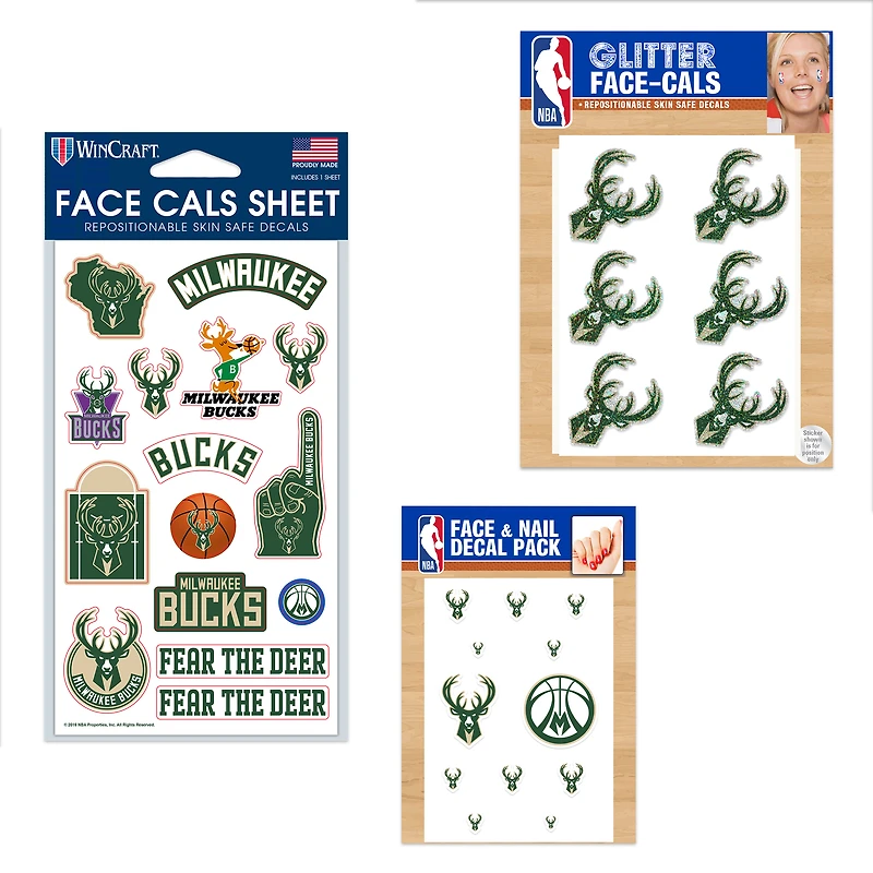 Ensemble de tatouages ​​sans eau WinCraft Milwaukee Bucks 4" x 7"