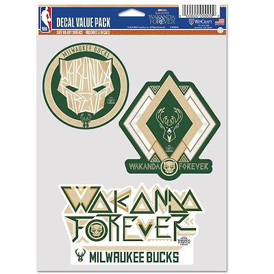 WinCraft Milwaukee Bucks Three-Pack Black Panther 2 Fan Decal Set