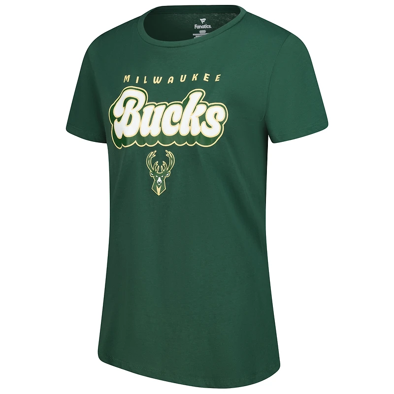Women's Fanatics  Hunter Green Milwaukee Bucks Top Baller T-Shirt