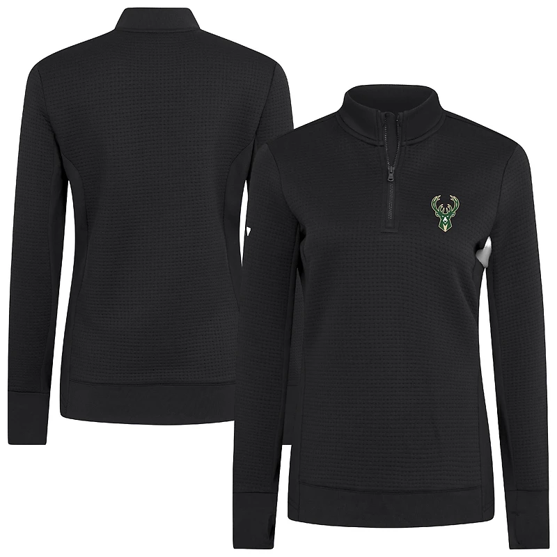 Pull à glissière quart de tour pour femme Levelwear Milwaukee Bucks noir