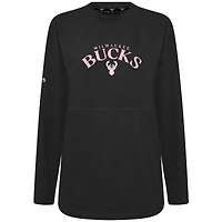 Sweat-shirt à col officier Beaudry pour femme, noir, Milwaukee Bucks, fête des mères