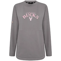 Sweat-shirt à col officier Beaudry pour la fête des mères Milwaukee Bucks de Levelwear femme, gris