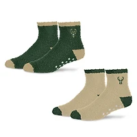 Lot de 2 paires de chaussettes douillettes Starter Hunter Green/Gold Milwaukee Bucks Domicile et Extérieur pour femme