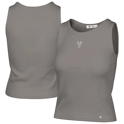 Women's '47 Gray Milwaukee Bucks Cropped Skyhook Baby Rib Tank