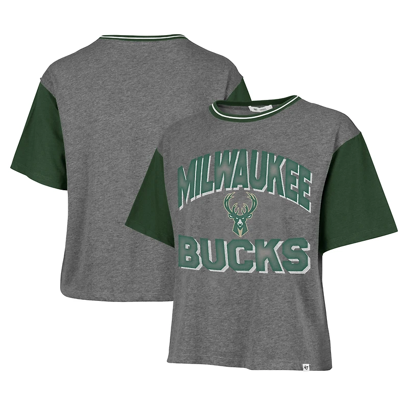 T-shirt à blocs de couleurs gris Milwaukee Bucks Rise Clubhouse Ziggy pour femme '47