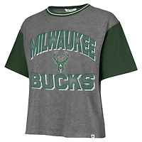 Women's '47  Gray Milwaukee Bucks Rise Clubhouse Ziggy Color Block T-Shirt