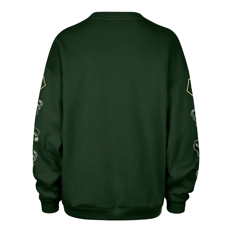 Sweat-shirt oversize « Go Big » vert chasseur Milwaukee Bucks 2025/26 City Edition pour femme, numéro 47