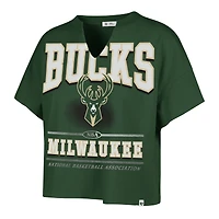 T-shirt oversize à col cranté Elation « 47 Hunter Green » pour femme des Milwaukee Bucks