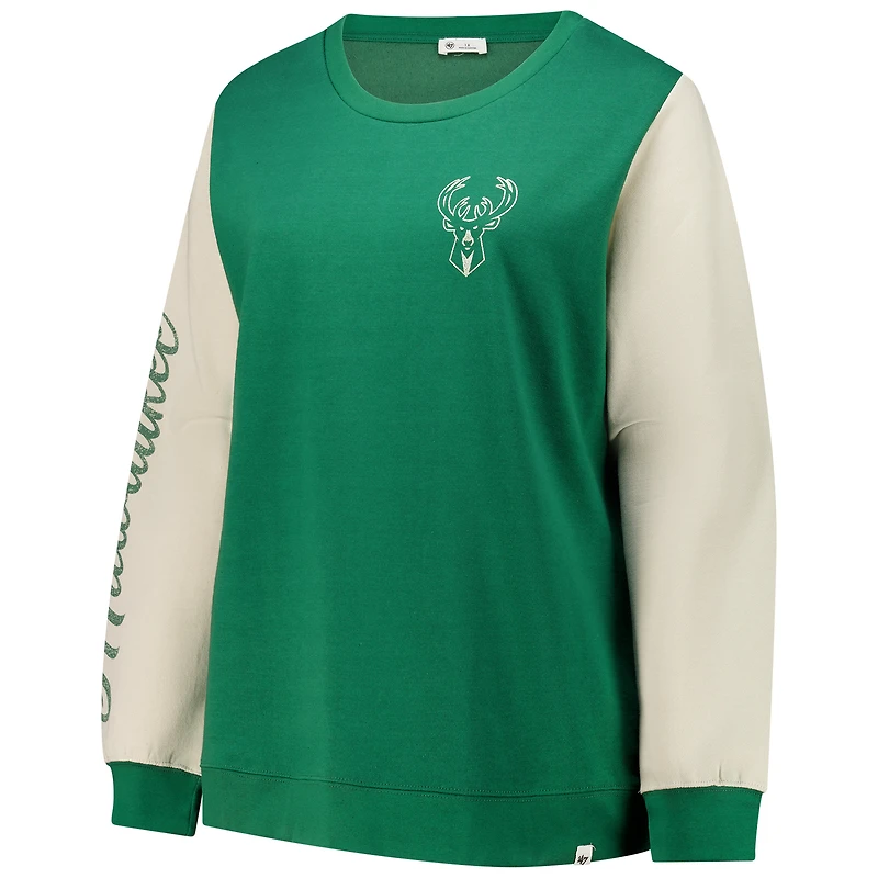 Women's '47 Hunter Green Milwaukee Bucks Plus Oversized Rise Andie Pullover Sweatshirt