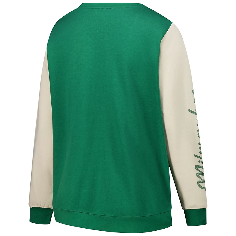 Women's '47 Hunter Green Milwaukee Bucks Plus Oversized Rise Andie Pullover Sweatshirt
