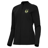 Women's Antigua  Black Milwaukee Bucks Regard Full-Zip Jacket