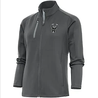Women's Antigua  Charcoal Milwaukee Bucks Brushed Metallic Generation Full-Zip Jacket