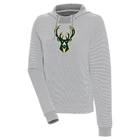 Women's Antigua  Gray Milwaukee Bucks Axe Bunker Tri-Blend Pullover Hoodie