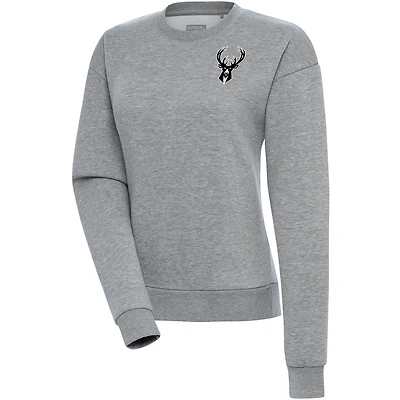 Sweat-shirt Victory gris chiné pour femme des Milwaukee Bucks, couleur métallisée brossée, Antigua
