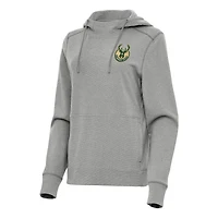 Sweat à capuche Antigua Heather Grey pour femme des Milwaukee Bucks Justice