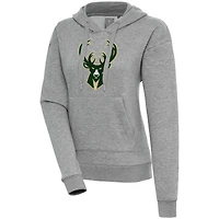 Sweat à capuche Victory Antigua gris chiné pour femme des Milwaukee Bucks