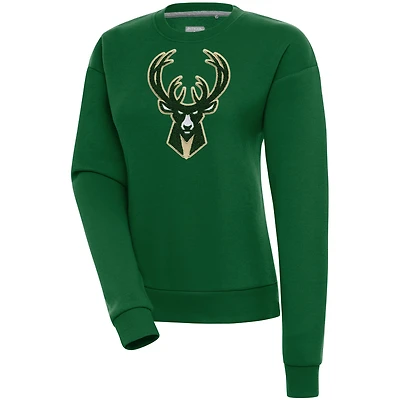 Sweat-shirt à col rond Victory pour femme, vert chasseur, des Milwaukee Bucks, Antigua