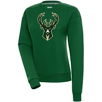 Sweat-shirt à col rond Victory pour femme, vert chasseur, des Milwaukee Bucks, Antigua