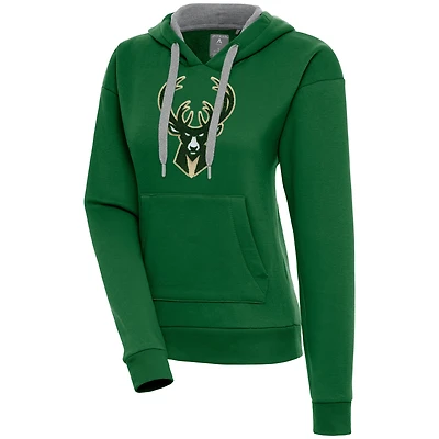Sweat à capuche Victory vert chasseur Antigua pour femme des Milwaukee Bucks
