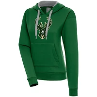 Sweat à capuche Victory vert chasseur Antigua pour femme des Milwaukee Bucks
