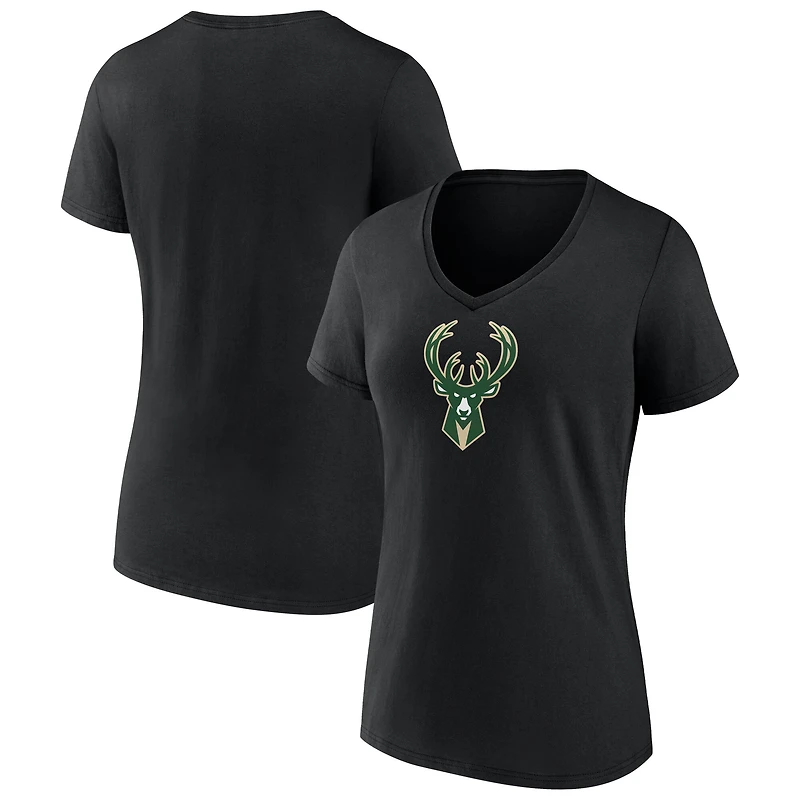 Women's Milwaukee Bucks Primary Logo V-Neck T-Shirt