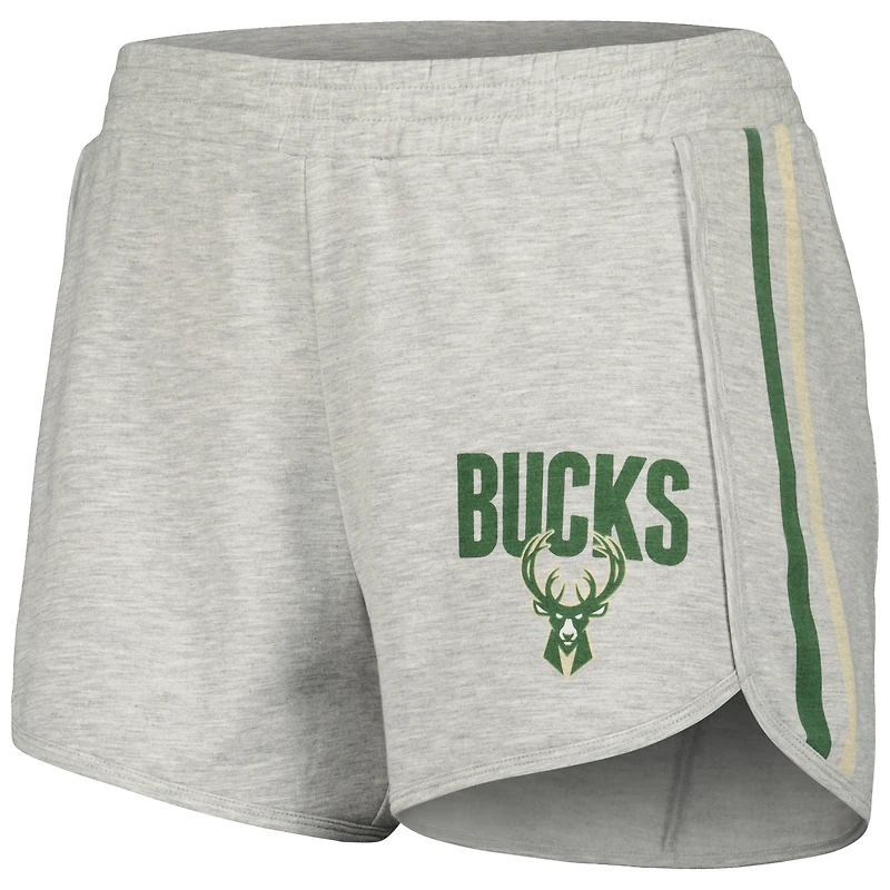 Ensemble de nuit pour femme Concepts Sport Gray Milwaukee Bucks Cedar avec haut à manches longues et short