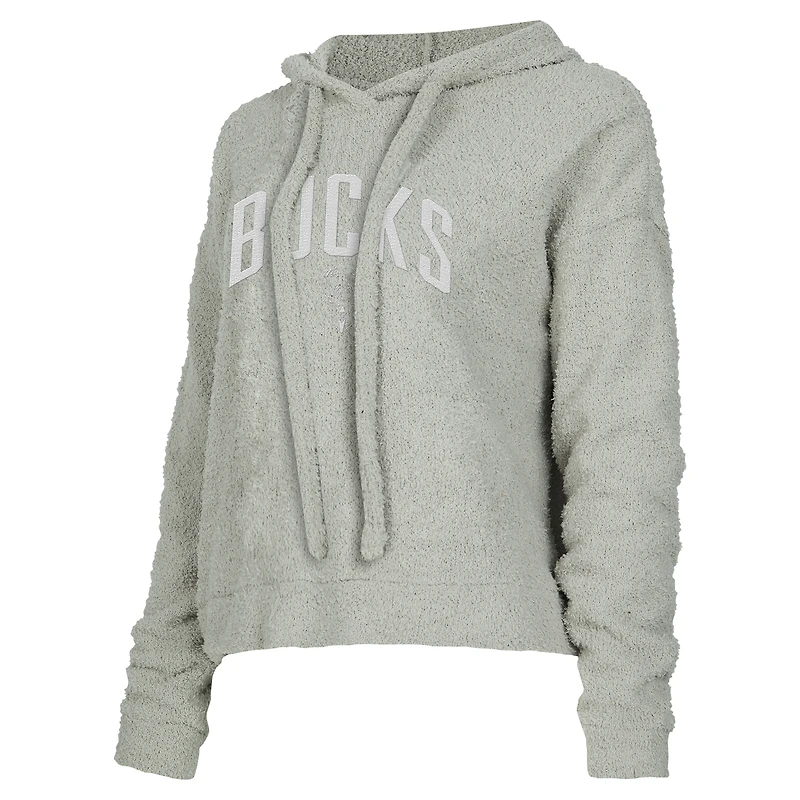 Sweat à capuche confortable Ventura de Milwaukee Bucks pour femme Concepts Sport Gray