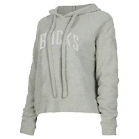 Sweat à capuche confortable Ventura de Milwaukee Bucks pour femme Concepts Sport Gray